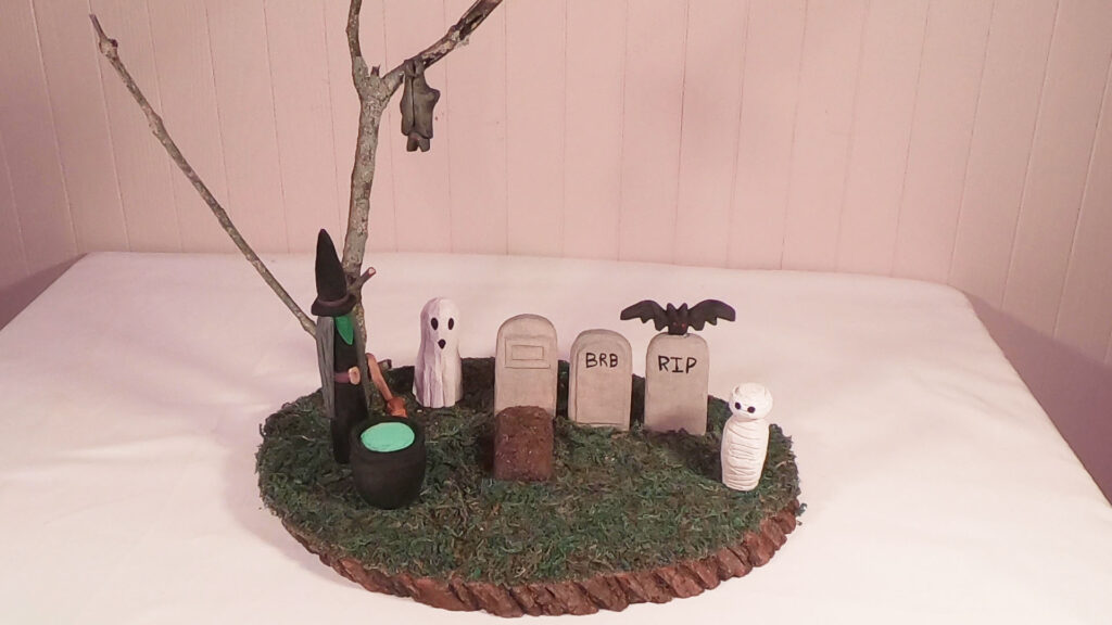 Halloween Graveyard Scene from Basswood Scraps