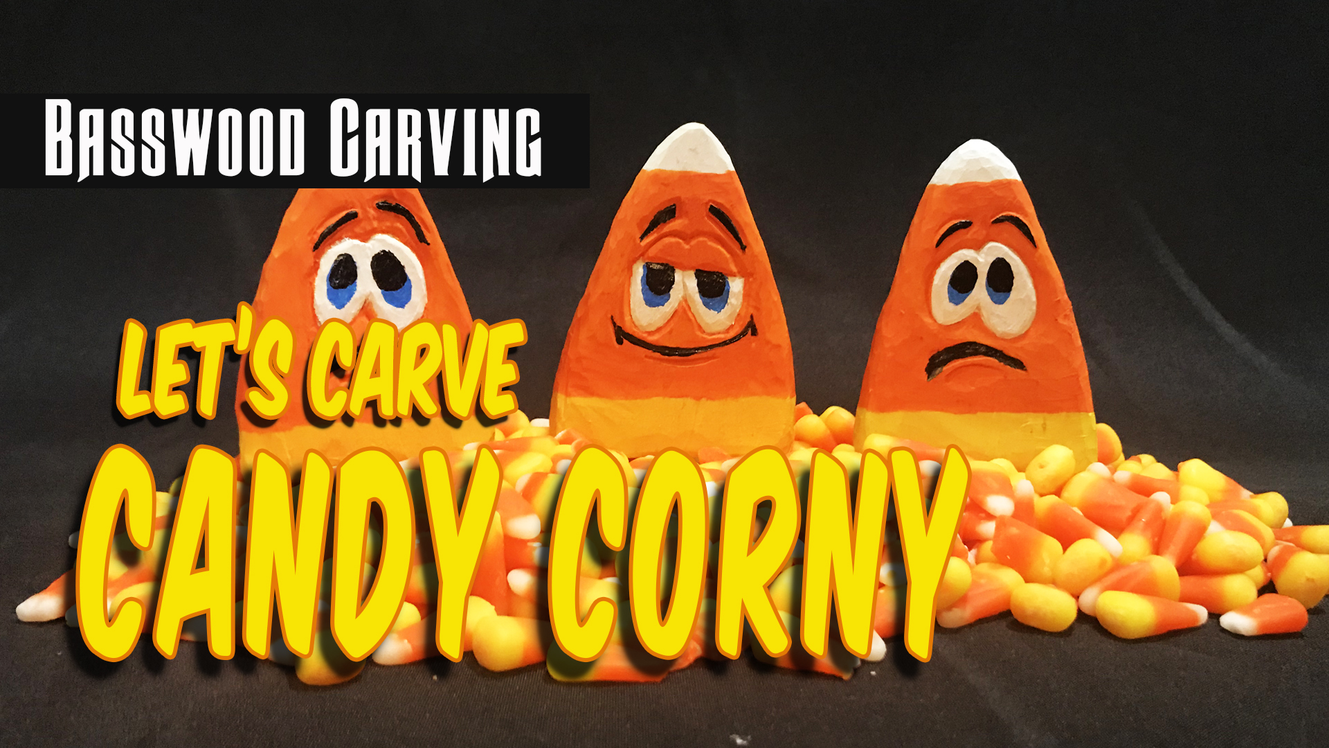 Candy corn wood carving